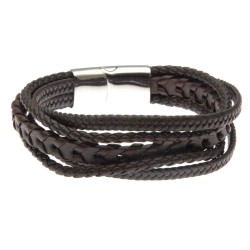 bracciale uomo in pelle multifili marrone