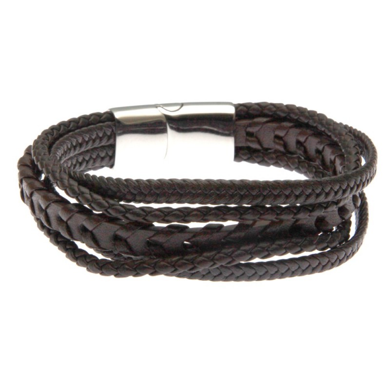 bracciale uomo in pelle multifili marrone