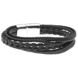 bracciale uomo in pelle multifili nero