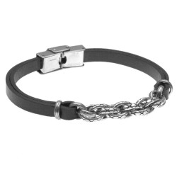 bracciale uomo in pelle elemento catena