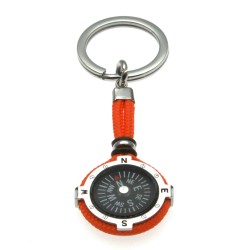 Portachiavi bussola uomo acciaio e cotone arancio