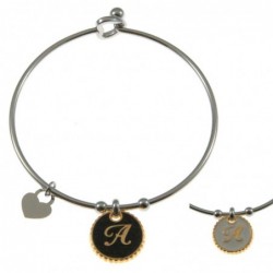 bracciale con lettera a rigido in acciaio bronzo e smalto