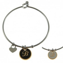 bracciale con lettera b rigido in acciaio bronzo e smalto