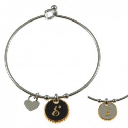 bracciale con lettera e rigido in acciaio bronzo e smalto