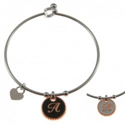 bracciale con lettera a rigido in acciaio bronzo e smalto