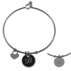 bracciale con lettera b rigido in acciaio bronzo e smalto
