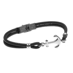 bracciale uomo con ancora in acciaio e pelle