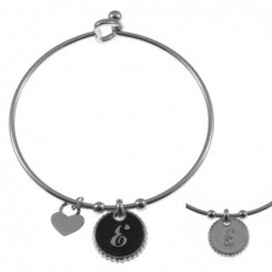 bracciale con lettera e rigido in acciaio bronzo e smalto