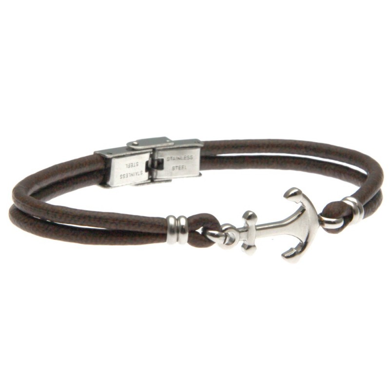 bracciale uomo con ancora in acciaio e pelle