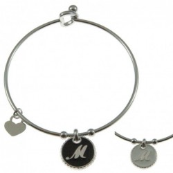 bracciale con lettera m rigido in acciaio bronzo e smalto