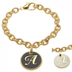 bracciale con lettera a in bronzo e smalto