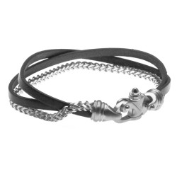 bracciale uomo pelle e acciaio chiusura particolare