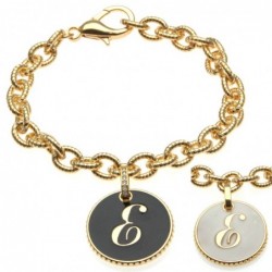 bracciale con lettera e in bronzo e smalto