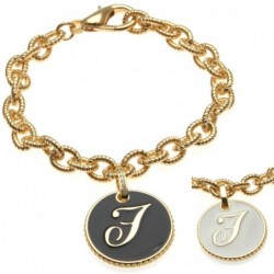 bracciale con lettera f in bronzo e smalto