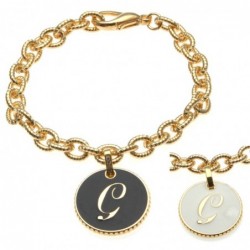 bracciale con lettera g in bronzo e smalto