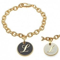 bracciale con lettera l in bronzo e smalto