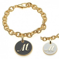 bracciale con lettera m in bronzo e smalto