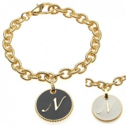 bracciale con lettera n in bronzo e smalto