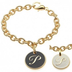 bracciale con lettera p in bronzo e smalto