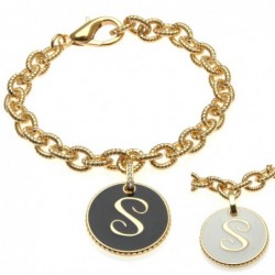 bracciale con lettera s in bronzo e smalto