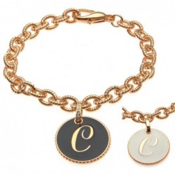 bracciale con lettera c in bronzo e smalto