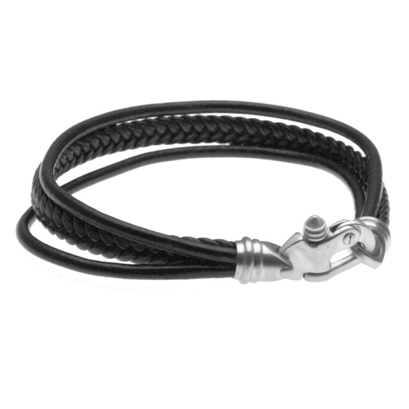 bracciale uomo in pelle e chiusura particolare