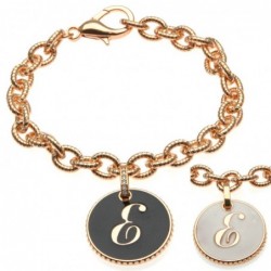 bracciale con lettera e in bronzo e smalto