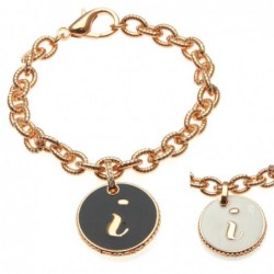 bracciale con lettera i in bronzo e smalto