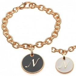 bracciale con lettera n in bronzo e smalto