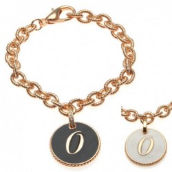 bracciale con lettera o in bronzo e smalto