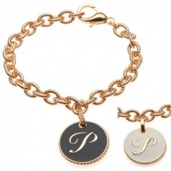 bracciale con lettera p in bronzo e smalto