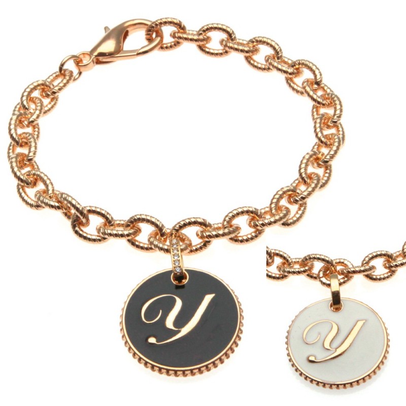 bracciale con lettera y in bronzo e smalto