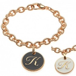 bracciale con lettera k in bronzo e smalto