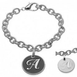 bracciale con lettera a in bronzo e smalto