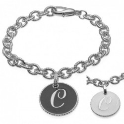 bracciale con lettera c in bronzo e smalto
