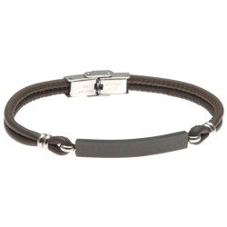 bracciale uomo con piastra in acciaio per incisione e pelle