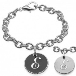 bracciale con lettera e in bronzo e smalto