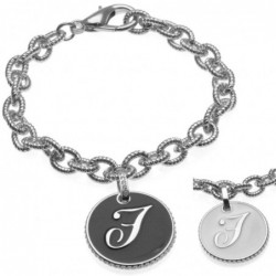 bracciale con lettera f in bronzo e smalto