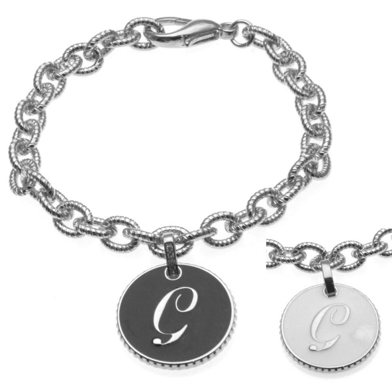 bracciale con lettera g in bronzo e smalto