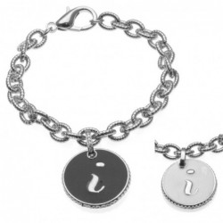 bracciale con lettera i in bronzo e smalto