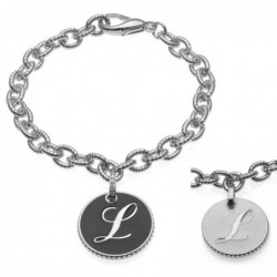 bracciale con lettera l in bronzo e smalto
