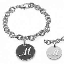 bracciale con lettera m in bronzo e smalto