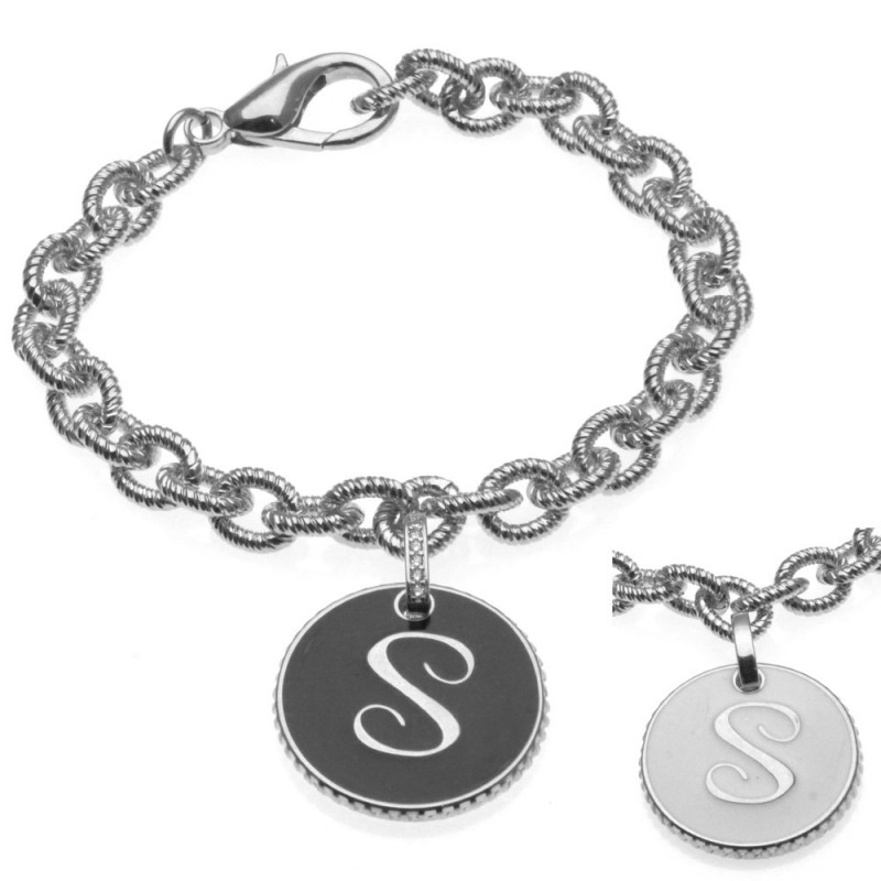 bracciale con lettera s in bronzo e smalto