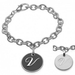 bracciale con lettera v in bronzo e smalto