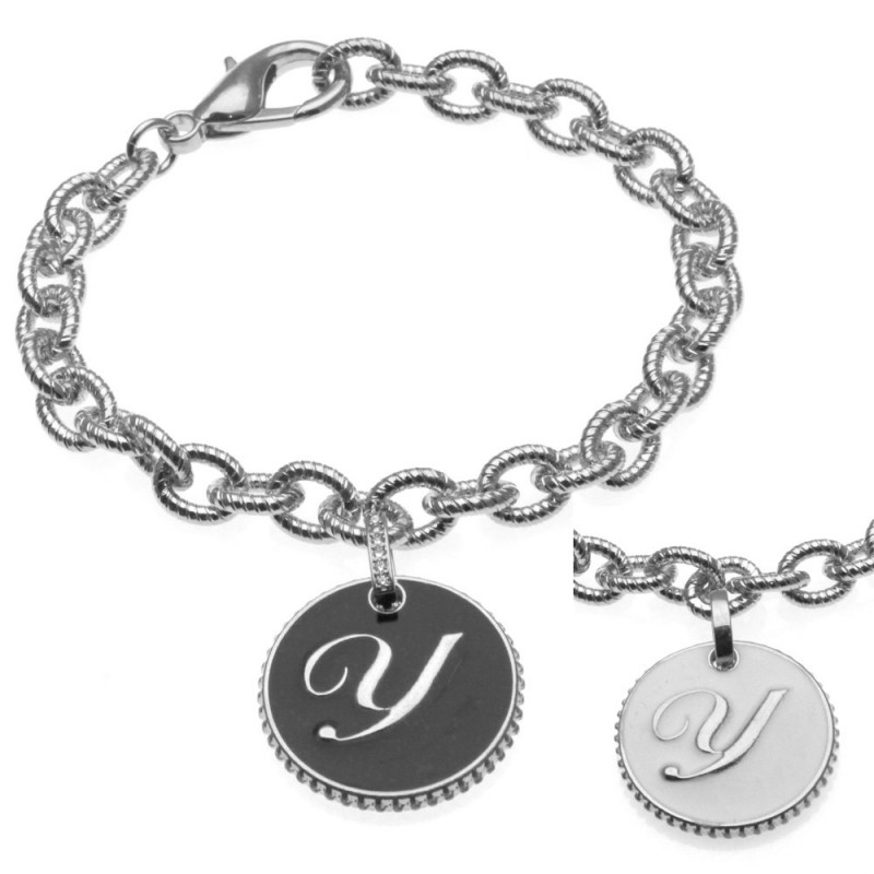 bracciale con lettera y in bronzo e smalto