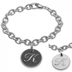bracciale con lettera k in bronzo e smalto
