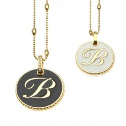 collana con lettera b in bronzo e smalto