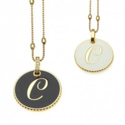 collana con lettera c in bronzo e smalto