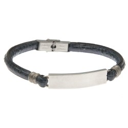 bracciale uomo con piastra in acciaio per incisione e pelle