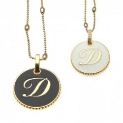 collana con lettera d in bronzo e smalto